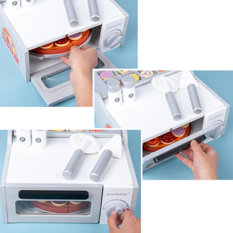 Acarebanny Wooden Simulation Barbecue Pizza Oven Children Pretend Play Toy(Pizza Oven) - Image 5