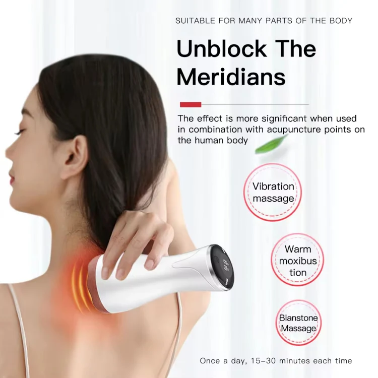Acupuncture Stone Electric Hot Compress Vibrating Massager Whole Body Universal 9-speed Adjustable Gua Sha Apparatus(Red) - Image 2
