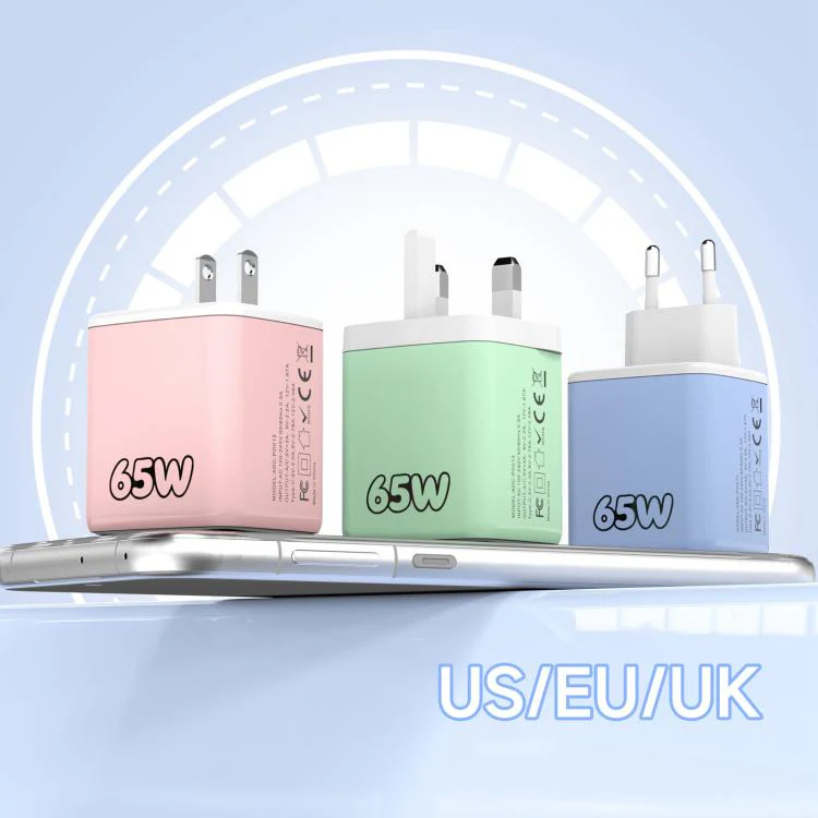 ADC-PD013 Sugar Cube 65W Type-C and USB Dual-port Fast Charger with Type-C Retractable Cable, Plug:UK Plug(White) - Image 7