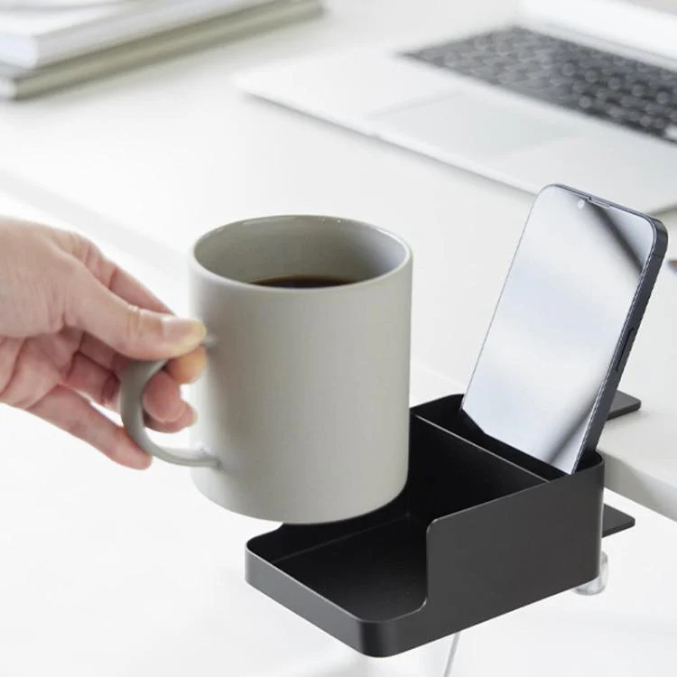 Adjustable Clamp-On Desktop Cup Holder Organizer For Phone, Remote, Plants, Water Bottle(Black) - Image 7