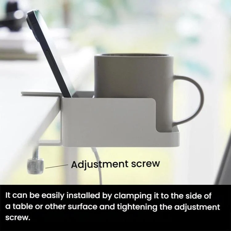 Adjustable Clamp-On Desktop Cup Holder Organizer For Phone, Remote, Plants, Water Bottle(White) - Image 5