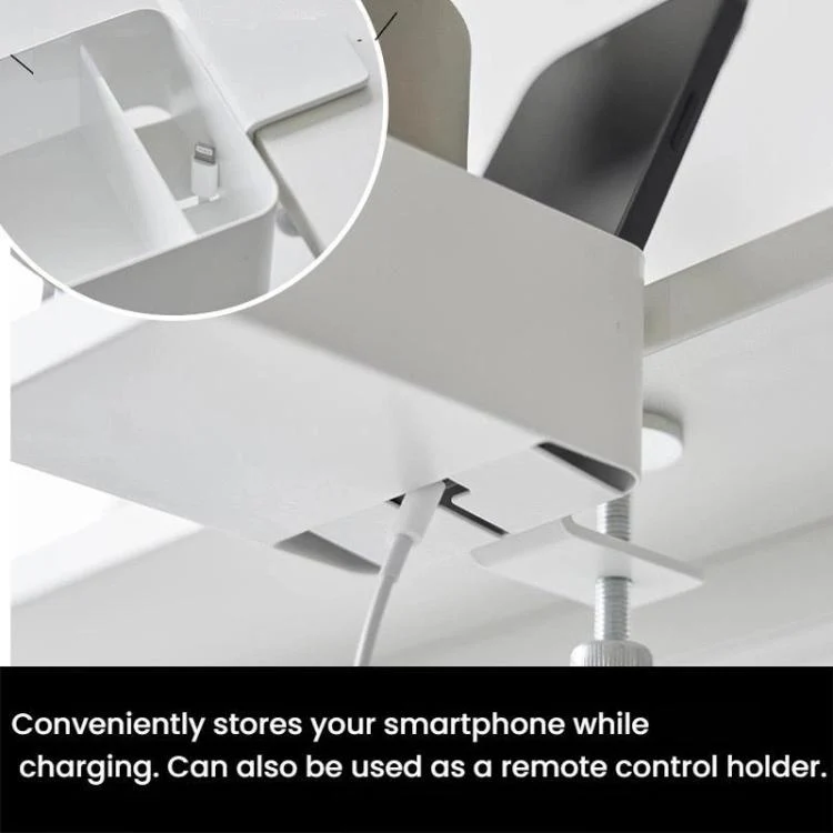 Adjustable Clamp-On Desktop Cup Holder Organizer For Phone, Remote, Plants, Water Bottle(White) - Image 6