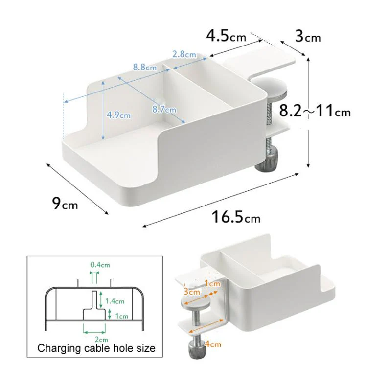 Adjustable Clamp-On Desktop Cup Holder Organizer For Phone, Remote, Plants, Water Bottle(White) - Image 9