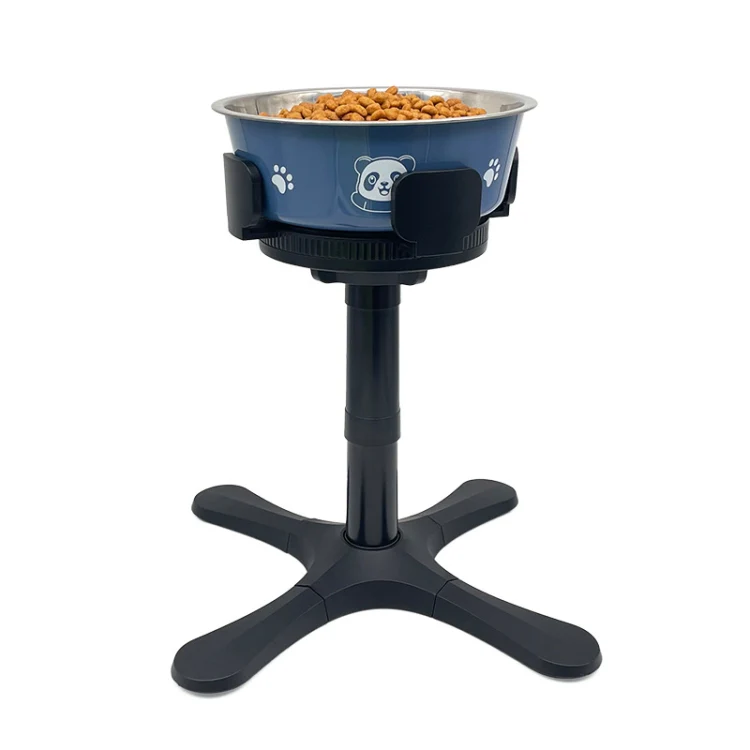 Adjustable Food Bowl Heightening Stand For Medium And Large Pet Dogs, Specification: Bracket + Blue Stainless Steel Bowl