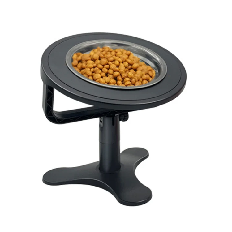 Adjustable Height Anti-Tip Pet High Stand Bowl(Black)