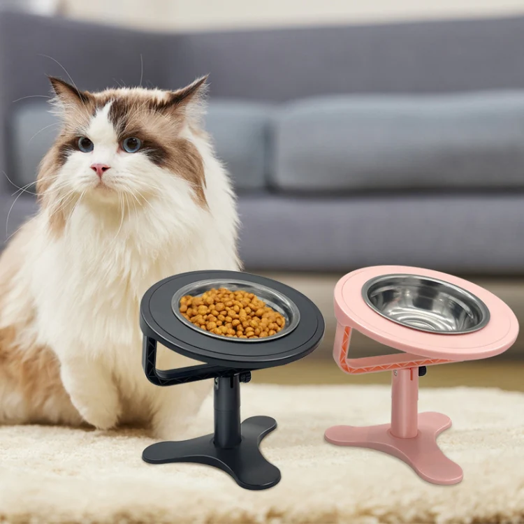 Adjustable Height Anti-Tip Pet High Stand Bowl(Black) - Image 2