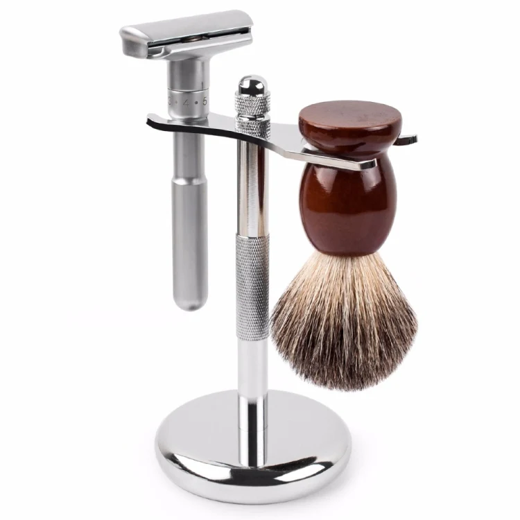 Adjustable Safety Razor Double Edge Classic Mens Shaving Hair Removal Shaver with 5 Blades(Silver Gray) - Image 5