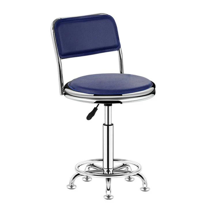 Adjustable Swivel Salon Stool Hydraulic Bar Stool With Footrest 41-53cm Stationary Glides Blue