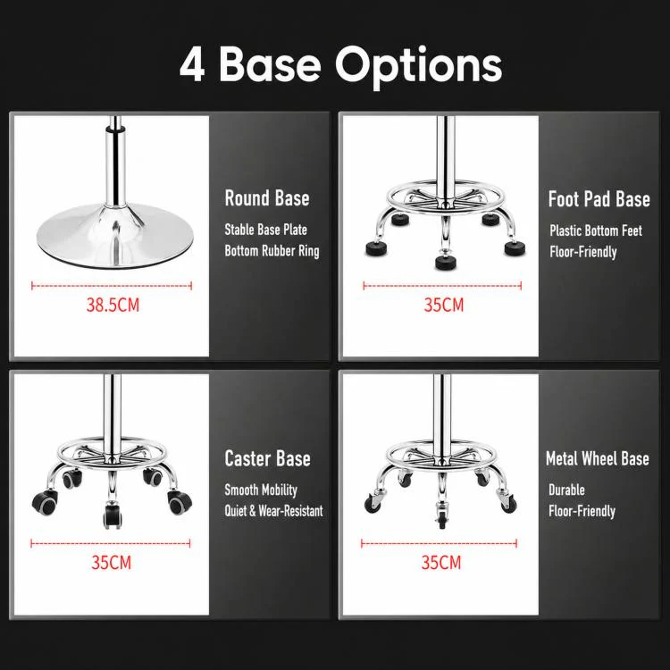 Adjustable Swivel Salon Stool Hydraulic Bar Stool With Footrest 42-54cm Stationary Glides Red - Image 7