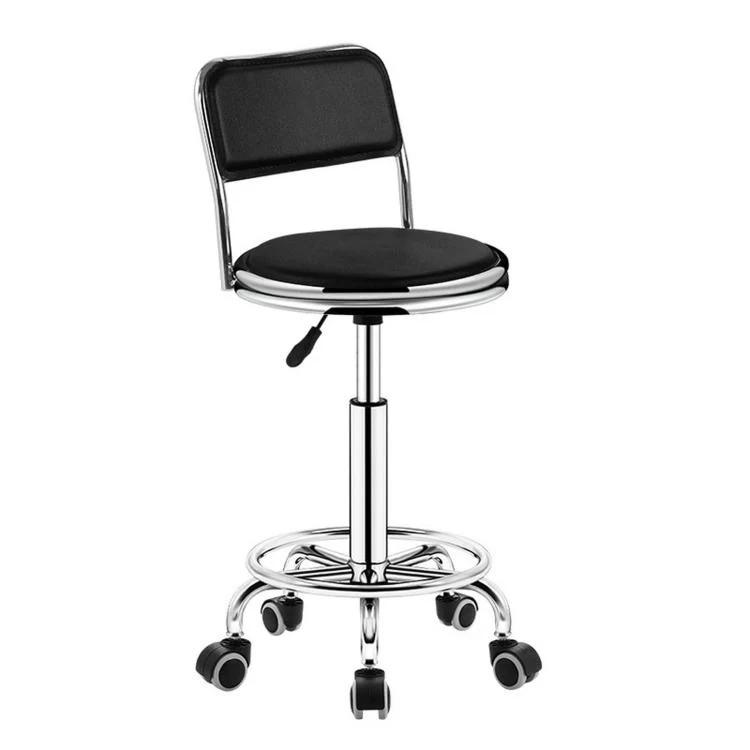 Adjustable Swivel Salon Stool Hydraulic Bar Stool With Footrest 45-59cm Swivel Casters Black