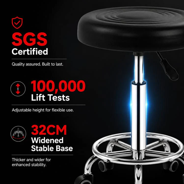 Adjustable Swivel Salon Stool Hydraulic Bar Stool With Footrest 45-59cm Swivel Casters Blue - Image 4