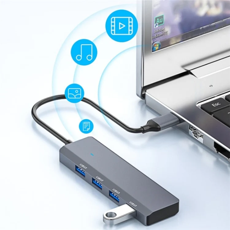 ADS-305C Aluminum Alloy Type-C to 4-Ports USB3.0 USB HUB Laptop Phone Adapter Splitter - Image 7