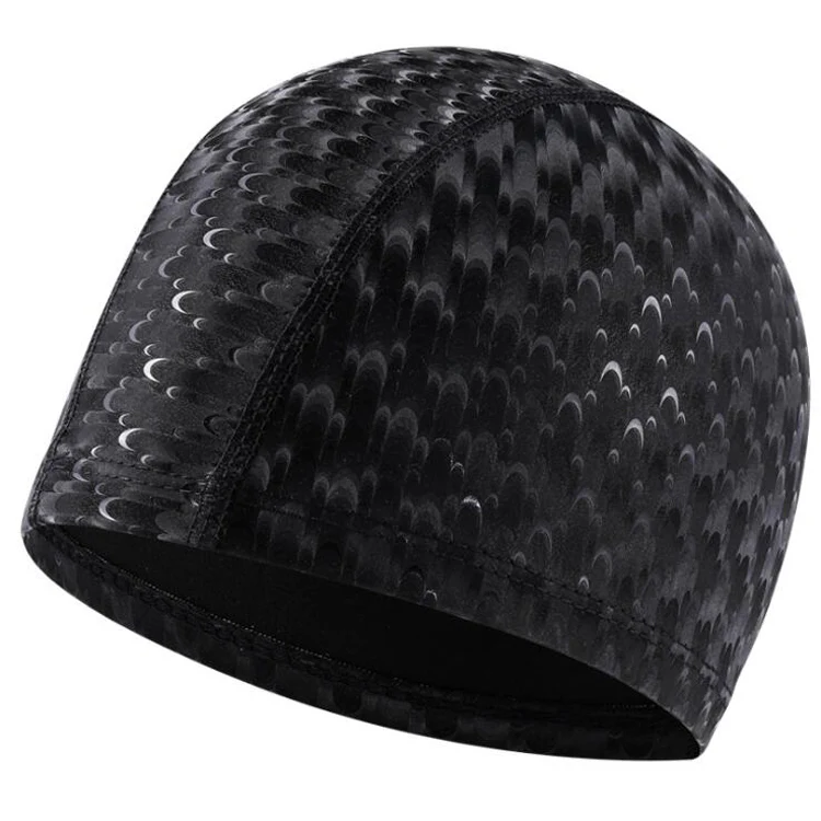 Adult Crescent PU Waterproof Comfortable Earmuff Swimming Cap(Black) - Image 2