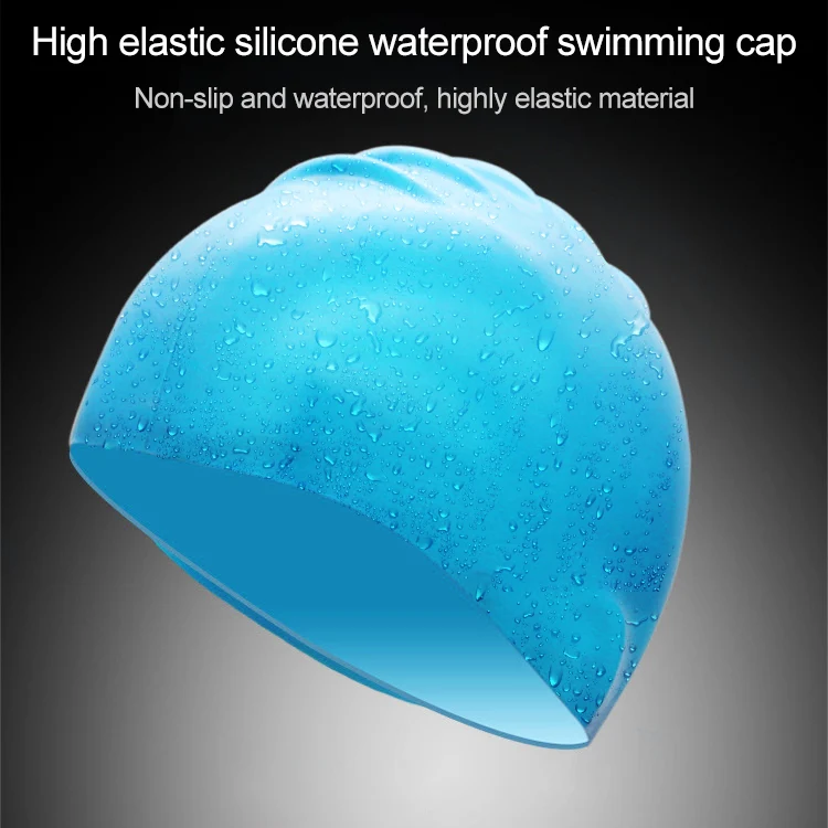 Adult Solid Color Waterproof Silicone Swimming Cap(Black) - Image 6