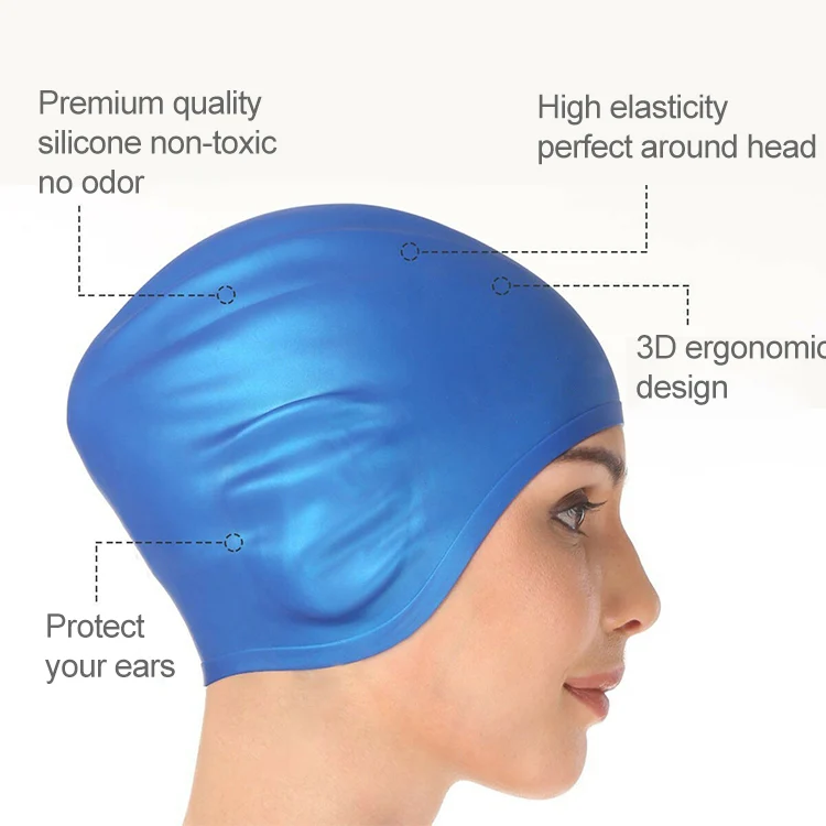 Adult Solid Color Waterproof Silicone Swimming Cap(Silver) - Image 5