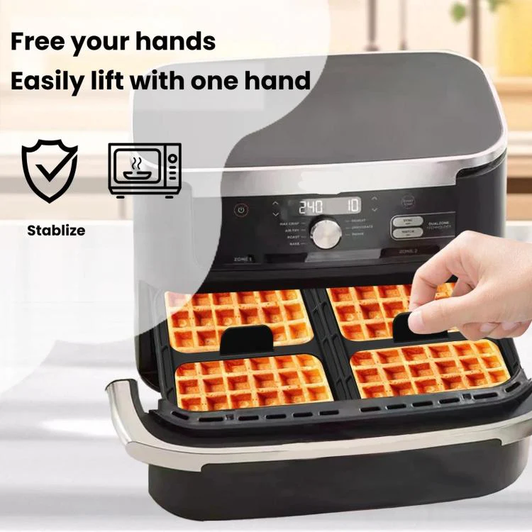 Air Fryer Waffle Mold Baking Pan Silicone Liner For Ninja AF400 / AF451 / AF500 / SL400 Models(Gray) - Image 3