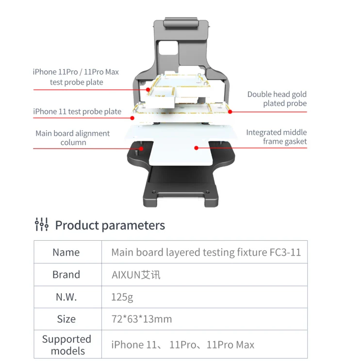 Aixun FC3-11 Mainboard Layered Testing Fixture for iPhone 11/11 Pro/11Pro Max - Image 12