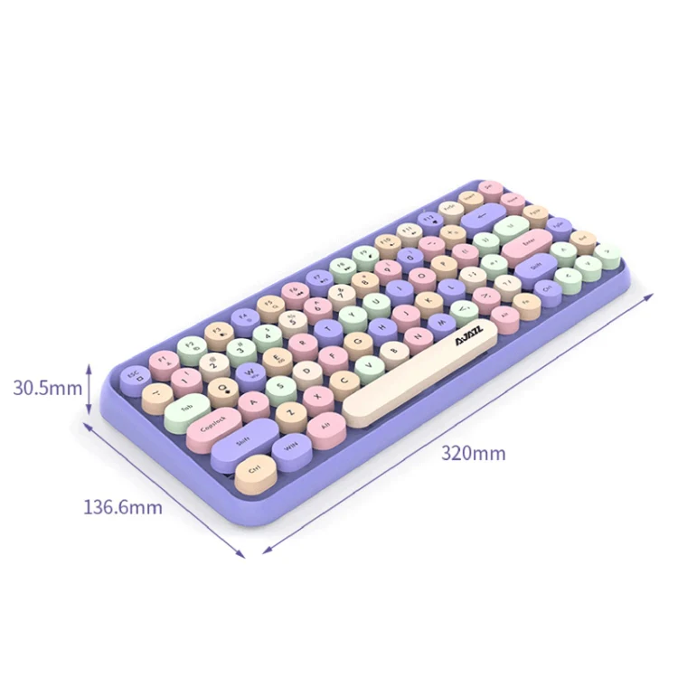 Ajazz 308I 84 Keys Tablet Computer Notebook Home Office Punk Bluetooth Keyboard(Milk Tea Color) - Image 3