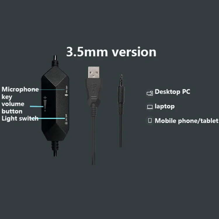 Ajazz AX368 Computer Game Audio Recognition RGB Headset 3.5mm Version (Black) - Image 3