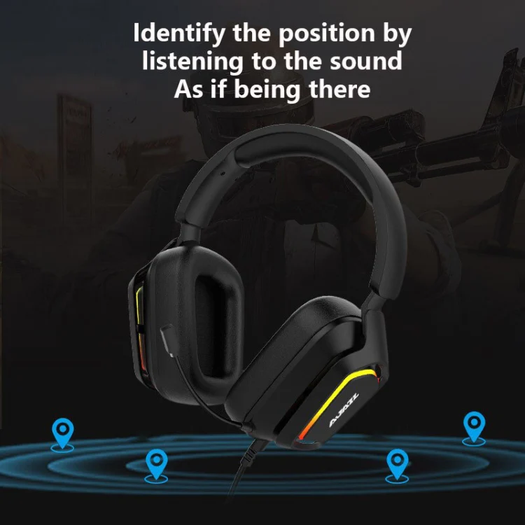 Ajazz AX368 Computer Game Audio Recognition RGB Headset 3.5mm Version (Black) - Image 9