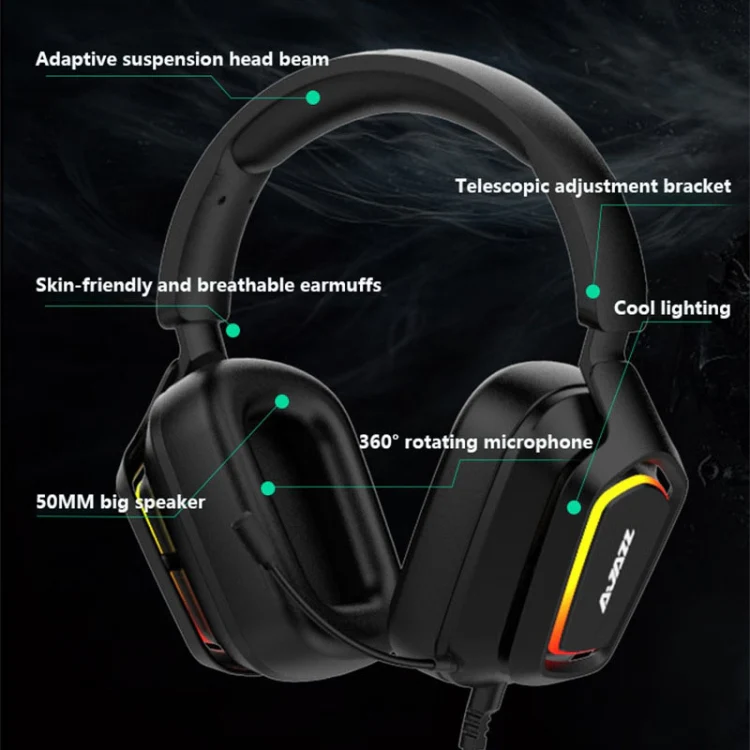 Ajazz AX368 Computer Game Audio Recognition RGB Headset 3.5mm Version (Pink) - Image 4