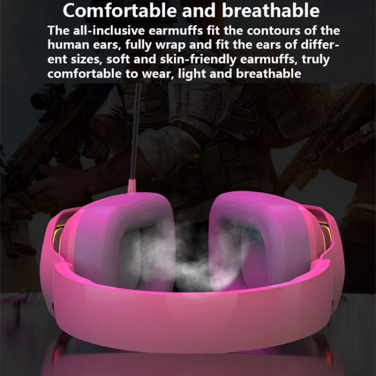 Ajazz AX368 Computer Game Audio Recognition RGB Headset 7.1 Channel Version (Pink) - Image 8