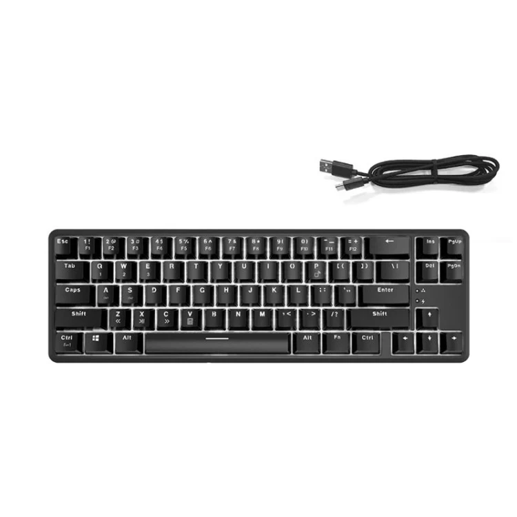 Ajazz K680T Mini USB Wired Dual-mode Charging 68-keys Laptop Bluetooth Mechanical Keyboard, Cable Length: 1.6m, Style:Black Shaft(Black) - Image 2