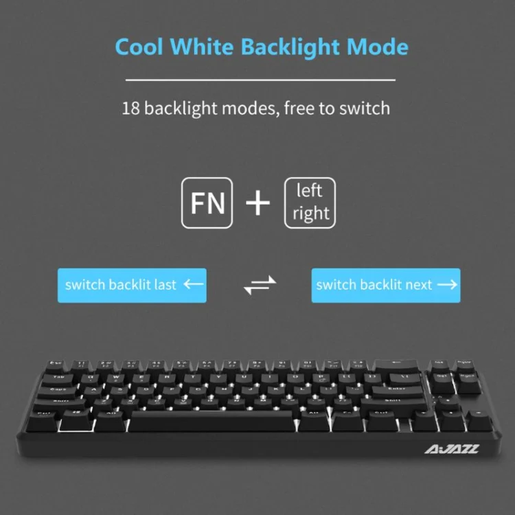 Ajazz K680T Mini USB Wired Dual-mode Charging 68-keys Laptop Bluetooth Mechanical Keyboard, Cable Length: 1.6m, Style:Black Shaft(Black) - Image 5