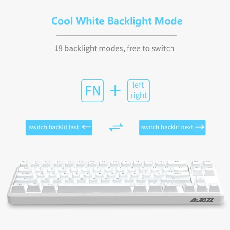Ajazz K680T Mini USB Wired Dual-mode Charging 68-keys Laptop Bluetooth Mechanical Keyboard, Cable Length: 1.6m, Style:Black Shaft(White) - Image 4