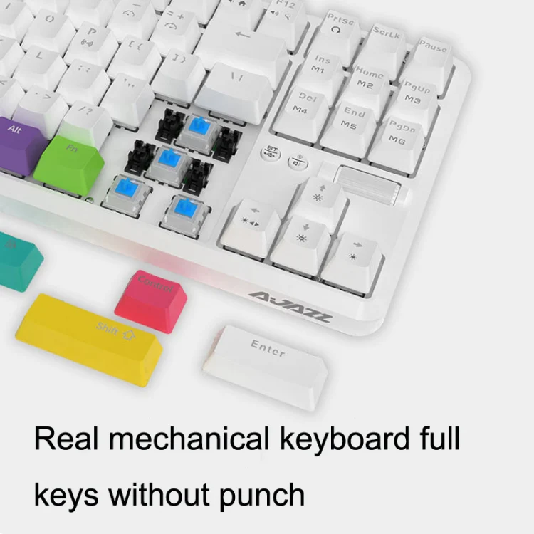Ajazz K870T 87-Key Hot Swap Bluetooth/Wired Dual Mode RGB Backlight Office Game Mechanical Keyboard Green Shaft (Black) - Image 9