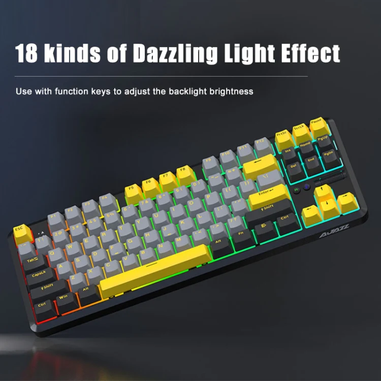 Ajazz K870T Pro 87 Keys Three Mode Wireless/Bluetooth/Wired Pluggable RGB Mechanical Keyboard Green Shaft (White) - Image 6