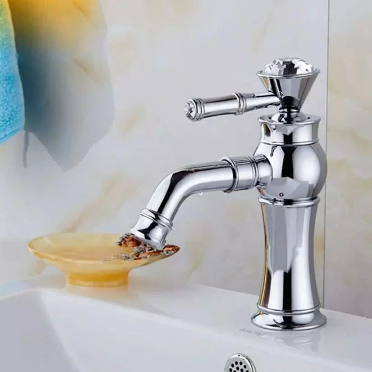All Bronze Bathroom Basin Hot And Cold Water Faucet, Style: Electroplated Short Model+Water Inlet Pipe