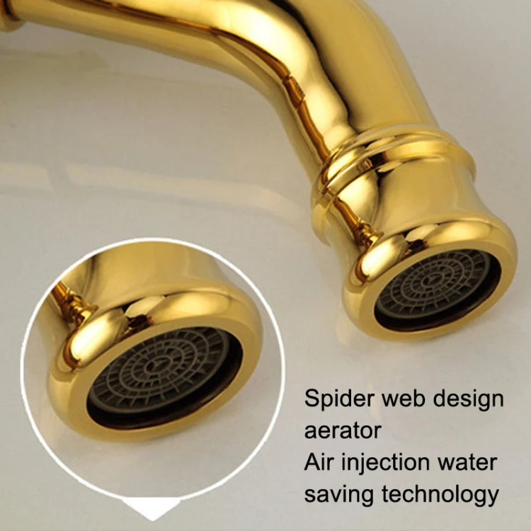 All Bronze Bathroom Basin Hot And Cold Water Faucet, Style: Gold Short Model - Image 4