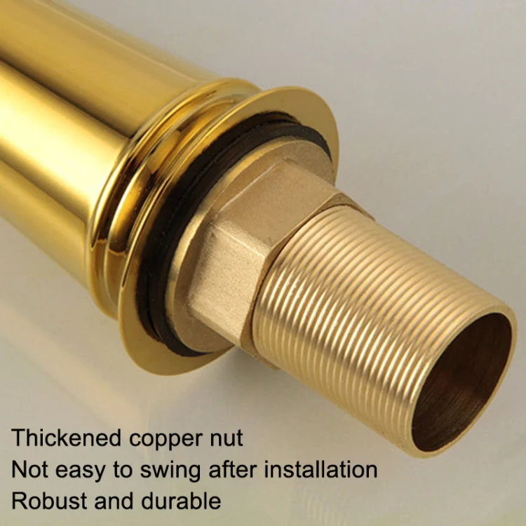 All Bronze Bathroom Basin Hot And Cold Water Faucet, Style: Gold Short Model+Water Inlet Pipe - Image 5