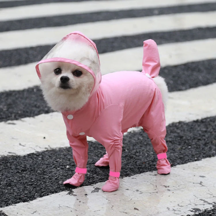 All-inclusive Pet Four-leg One-piece Outdoor Waterproof Raincoat, Size: XL(Pink)