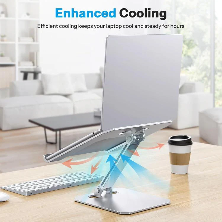 Aluminum Alloy Laptop Riser Vertical Cooling Foldable Adjustable Height Elevated Stand(Black) - Image 4