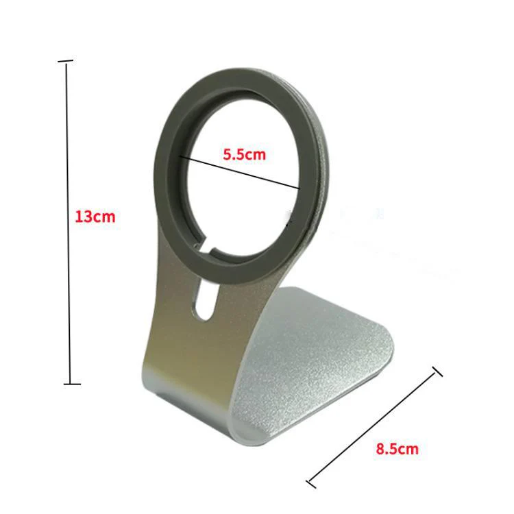 Aluminum Alloy Phone Holder Stand for Magnetic Wireless Charger Desktop Bracket(Deep Gray) - Image 7