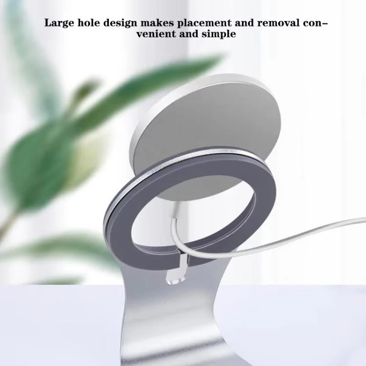 Aluminum Alloy Phone Holder Stand for Magnetic Wireless Charger Desktop Bracket(Silver) - Image 5