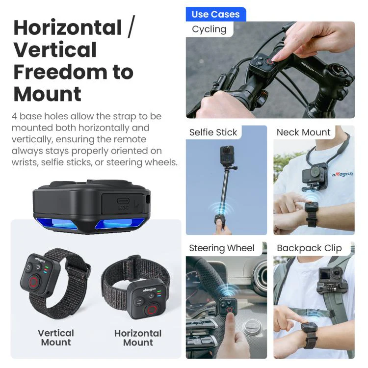 aMagisn Bluetooth Remote Controller 3.0 Universal Version For Insta360, GoPro Hero, Android/ios Smartphones, DJI OSMO 360, Action 6/5 Pro/4 - Image 6