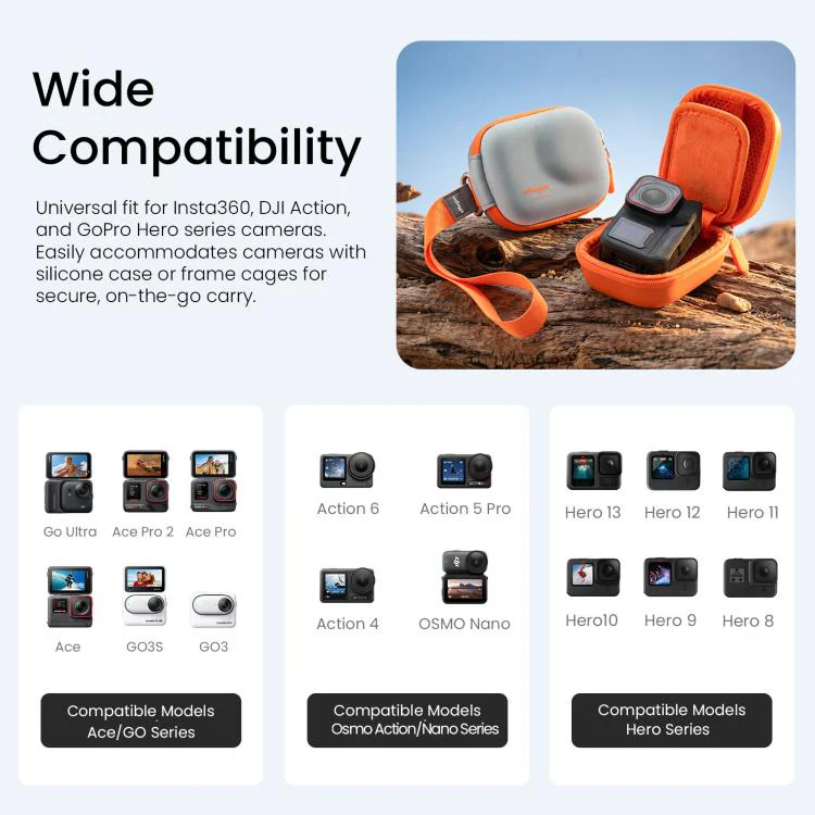 AMagisn ChicLite Series Action Camera Mini Carrying Case For Insta360, DJI Osmo Action & GoPro Hero(Orange) - Image 8