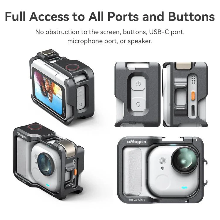 AMagisn Metal Cage For Insta360 GO Ultra Quick Release Protective Frame With Silicone Cover(TF01) - Image 12