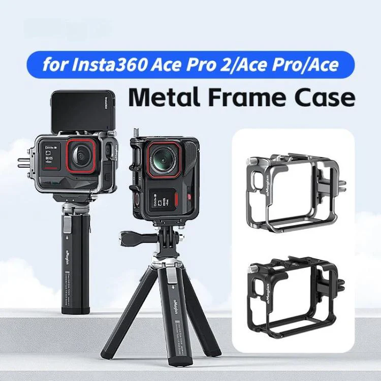 AMagisn Metal Frame Case For Insta360 Ace Pro 2 / Ace Pro / Ace Aluminum Utility Cage With Cold Shoe(Black) - Image 2