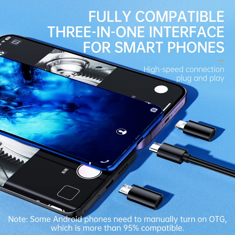 AN112 8mm Double Lenses HD Industry Endoscope Type-C + Micro USB + 8 Pin Connection, Length:5m Hard Tube - Image 3