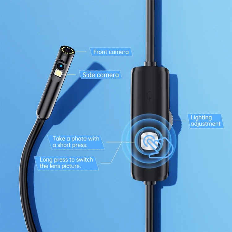 AN112 8mm Double Lenses HD Industry Endoscope Type-C + Micro USB + 8 Pin Connection, Length:5m Hard Tube - Image 7