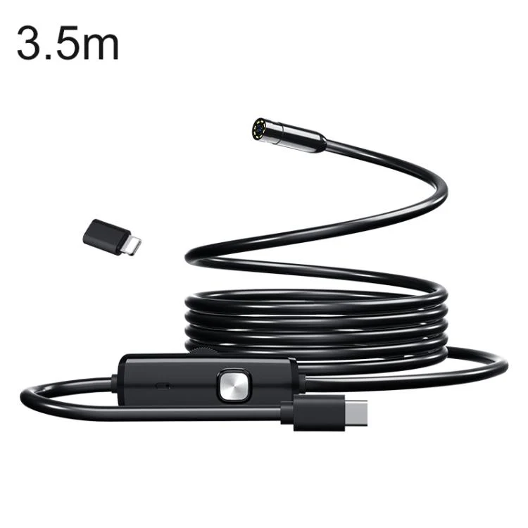 AN112T Type-C and 8 Pin IP67 8LEDs 5.5mm Industry Digital Endoscope, Cable Length:3.5m Hard Cable