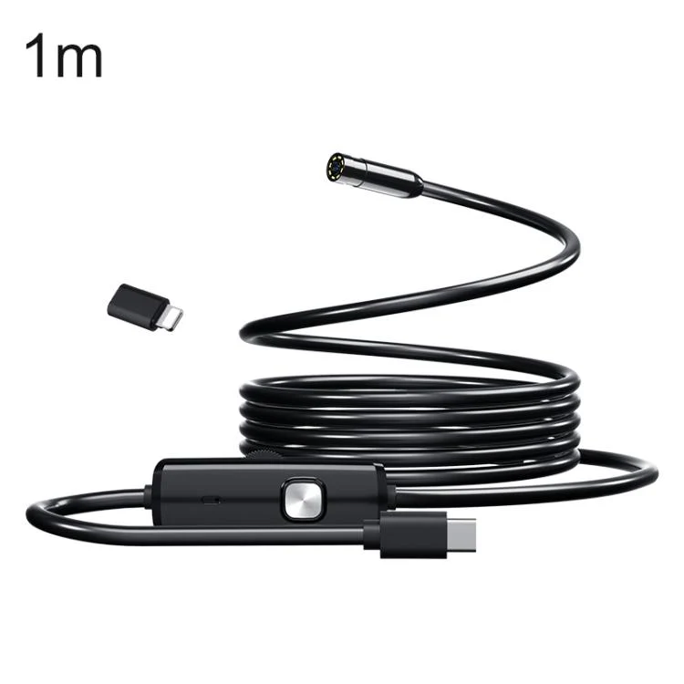 AN112T Type-C and 8 Pin IP67 8LEDs 8mm Industry Digital Endoscope, Cable Length:1m Flexible Cable