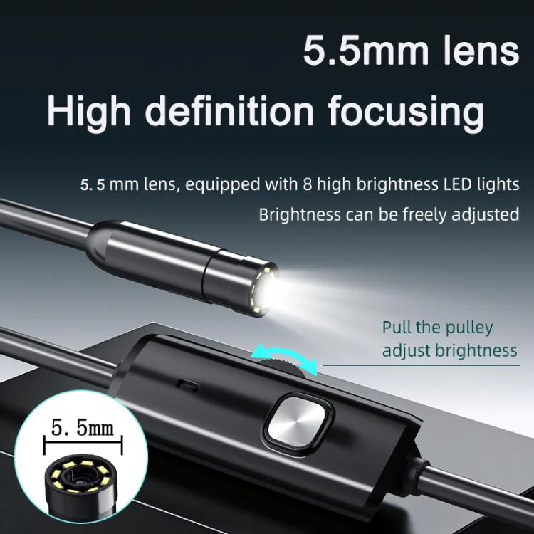 AN112T Type-C IP67 8LEDs 5.5mm Industry Digital Endoscope, Cable Length:2m Hard Cable - Image 4