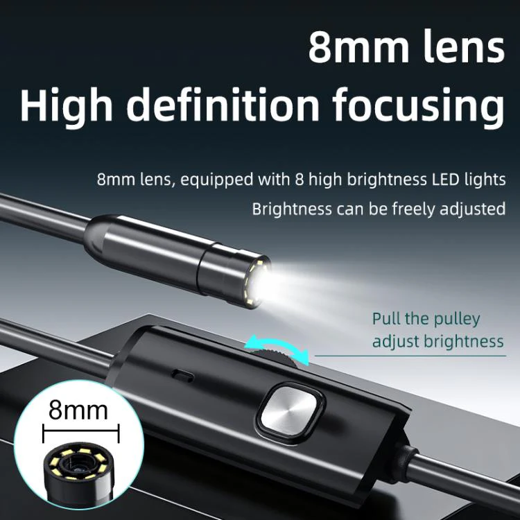 AN112T Type-C IP67 8LEDs 8mm Industry Digital Endoscope, Cable Length:10m Flexible Cable - Image 4