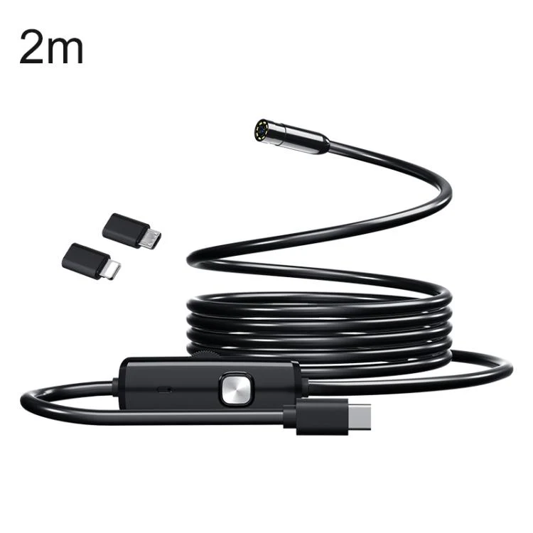 AN112T Type-C, Micro USB and 8 Pin IP67 8LEDs 5.5mm Industry Digital Endoscope, Cable Length:2m Hard Cable