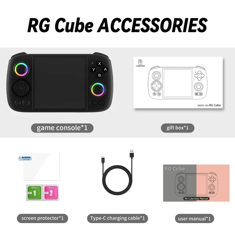 ANBERNIC RG Cube Retro Handheld Game Console With 3.95 Inch Screen T820 CPU Android 13 RGB Light 8+128G(Gray) - Image 14